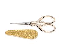 Adfaga Professional Embroidery Scissors Stainless Steel Handmade Sewing Shears Ultra Sharp Precision Craft Scissors for Fabric Paper Cutting DIY Arts Projects Adults Students Teach (golden + scissors)