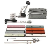 Adfaga Professional Knife Sharpener Kit Fixed Angle Sharpening System with 8 Whetstones 120 to 10000 Grit for Kitchen Scissors Tools White Corundum Stainless Steel Construction
