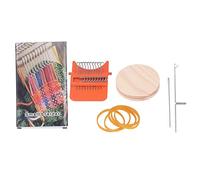 Adfaga Professional Mini Weaving Loom Kit with Stainless Steel Hooks 6.5 Inch Wooden Board for DIY Craft Projects Clothes Repair and Creative Hand Weaving for Beginners and Experts (Orange)