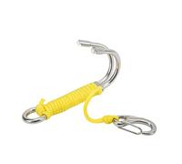 Adfaga Professional Scuba Diving Drift Hook Double Stainless Steel Anchor Tool for Underwater Currents Cave Diving Gear with Strong 3mm Cord 316 Marine Grade Steel 4.4oz (Yellow)