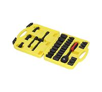 Adfaga Professional Socket Wrench Set 1/2In Drive 72 Tooth Ratchet 19 Hex Sockets 6 Point Sizes 2 Spark Plugs for Auto Repair Mechanics Chrome Vanadium Steel SK401 Tool Kit