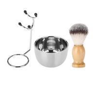Adfaga Professional Stainless Steel Beard Shaving Set with Non Slip Bowl Stand and Premium Nylon Brush for Men Complete Grooming Kit Durable Shaving Tool