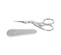 Adfaga Professional Stainless Steel Sewing Embroidery Scissors Set with PU Leather Protector Ergonomic Handle Multifunctional Tool for DIY Crafting Fabric Cutting and Home Decorati (Silver Crane)