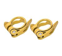 Adfaga Quick Release Seat Post Clamp Premium Aluminum Alloy Bike Seat Tube Clip with Secure Lock for Mountain Road Accessories 34.9mm 2PCS Multi Color Options (Gold)