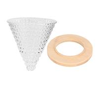 Adfaga Reusable Glass Coffee Dripper Wooden Base Coffee Filter Funnel Brewer Accessories for Home Office Kitchen Premium High Temperature Easy Clean (Transparent)
