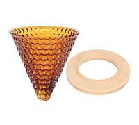 Adfaga Reusable Glass Coffee Dripper Wooden Base Coffee Filter Funnel Brewer Accessories for Home Office Kitchen Premium High Temperature Easy Clean (Brown)