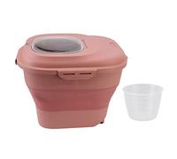 Adfaga Rice Food Storage Container Large Collapsible Sealable Foldable Free PP TPE Material with Measuring Cup Rolling Wheels for Office Organization Storage (Pink)