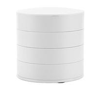 Adfaga Rotating Jewelry Organizer 4 Tier Spinning Jewelry Storage Box with Cover 360 Degree Rotation Design for Rings Earrings Necklaces Home Office Use Plastic 10.5cm Diameter (White)