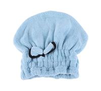 Adfaga Shower Hat Bow Decoration Quick Drying Bathing Hair Cap For Women Girls Soft Fleece Elastic Head Cover Green Pink Blue Flesh Pink (Haze blue princess hat)