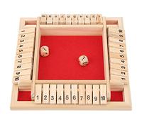 Adfaga Shut The Box Dice Game Wooden Board Game 10 Numbers 4 Sided Fun Math Learning Educational For Family Parties Adults Red Flannel 22cm x 22cm