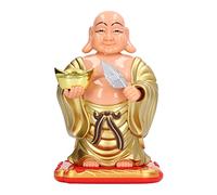 Adfaga Solar Powered Laughing Buddha Statue Funny Head Nodding Maitreya Car Dashboard Ornament Lucky Buddhist Decor for Home Office Desk Premium Plastic 19cm