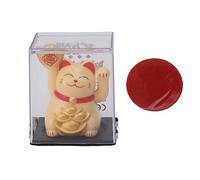 Adfaga Solar Powered Waving Arm Lucky Cat Ornament Chinese Wealth Fortune Welcoming Cat Automatic Waving No Battery Needed for Home Office Car Dashboard Decoration Plastic Material (Yellow)