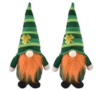 Adfaga St Patricks Day Gnomes Plush 2 Pack Irish Good Luck Decorations Cloth Material Green Lucky Charm Ornaments for Home Party Room Decor (Men's Green Leaf Festival Doll)