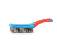 Adfaga Stainless Steel Wire Brush Heavy Duty Cleaning Tool with Ergonomic Silicone Handle for Removal Paint Stripping Concrete Scrubbing Workshop Mechanics Industrial Use 160mm x 7