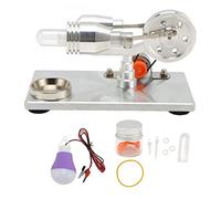 Adfaga Stirling Engine Model Kit Low Temperature Science with Stainless Steel Base Zinc Alloy Glass Educational Physics Experiment for Students Teachers Science Projects