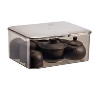 Adfaga Tea Set Storage Box Transparent Large Capacity Multifunction Tea Cup Teapot Organizer Box with Lid for Tea Houses Homes Offices Made of PS Material Size 23.7x19x10cm