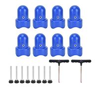 Adfaga Trampoline Enclosure Pole Cap Kit Premium Quality Safety Net Fastener with Spring Pull T Hook Tool for Outdoor Trampoline Replacement Parts 8 Blue Caps 2 Black Hooks