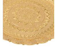 Adfaga Turkish Tea Coffee Serving Tray Vintage Style Embossed Metal Round Tray for Coffee Tea Desserts Jewelry Display 13.8 Inch Bar Dresser Decor (Gold)