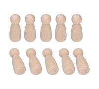 Adfaga Unfinished Wooden Peg Dolls DIY Craft Kit 10Pcs Smooth Polished Hardwood Peg Dolls for Painting Decorating Family Crafts 6.5x2.3x2.3cm Natural Wood Color (Female Puppet)