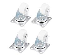 Adfaga Universal Swivel Casters 1 Inch Wheels Heavy Duty White Polypropylene Roller Wheels For Furniture Trolley Chair Desk Smooth 360 Degree Rotation Zinc Plated Iron Bracket 4pcs