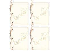 Adfaga Wedding Booklet Set 2 Pack Handcrafted Wooden Memory Book with Twine Binding for Wedding Anniversary Guest Book Love Notes 10.5 x 8cm (Style 2)