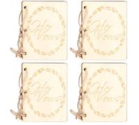 Adfaga Wedding Booklet Set 2 Pack Handcrafted Wooden Memory Book with Twine Binding for Wedding Anniversary Guest Book Love Notes 10.5 x 8cm (Style 1)