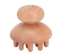 Adfaga Wood Mushroom Massager Handheld Deep Tissue Massage Tool for Head Neck Back Shoulder Relief Portable Manual Body Massager 2.4 Inch
