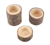 Adfaga Wood Timber Pile Candle Holder Stand Candlestick Log Flowerpot Ornament Decor Handmade Rustic Natural Wooden Candle Stand for Home Wedding Party Decorations (3 Piece Set)