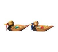 Adfaga Wooden Mandarin Duck Ornament Romantic Hand Painted Solid Wood Wedding Proposal Decor Office Desk Home Decoration Gift 22x9x7 5cm 1 Pair
