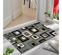 ADFANCO Door Mat for Kitchen - Super Soft Distressed Low Pile Illusion Rug Non Slip Door Matt Indoor - Welcome Floor Mat for Front and Back Entrance Doormat - Green Silver Rug, 50 x 80