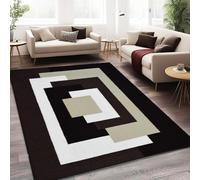 ADFANCO Large Rugs Living Room 120 x 170 cm - Super Soft Fluffy Washable Rug for Bedroom Anti Slip Mat - Super Abstract Soft Pile Indoor Area Rugs Carpet Mat - Brown Beige