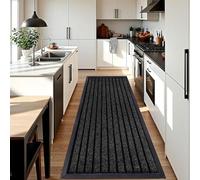 ADFANCO Rubber Runner Mat Long Outdoor and Indoor Use- Heavy Duty Water Absorbent Strong PVC Non Slip Runners Rug for Hallways Hall Front Door Entrance Mats (60 x180cm, Black)