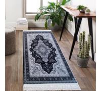 ADFANCO Vintage Runner Rug Carpet Kitchen Runner Mats Non Slip Washable Floral Oriental Soft Pile Distressed Non Shed Traditional Runner Rug 80 x 150 cm (2 ft 6 in x 5 ft) - Kashmir Grey