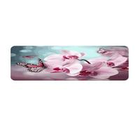 ADFGYERH Orchid Flower Butterfly Soft Fresh Spring Kitchen Rugs Washable, Kitchen Mat for Floor Non Slip, Comfort Soft Runner Rug for Kitchen, Floor, Office, Sink, Laundryc 45x152cm