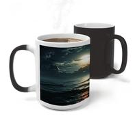 ADFGYERH Sea Moon Mug ，Made of Ceramic，Comfortable to Hold ，coffee Mug Heat Sensitive Color Changing，Coffee Travel Mug，Suitable for Coffee, Tea, Hot Cocoa, Hot Milk, Etc.