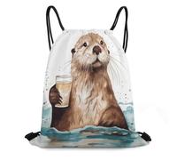 ADFGYERH Sea Otter Bag ，Open Pull Cord Design，Drawstring Backpack Convenient And Portable，small Backpack Suitable for Everyday Life, Office Work, Travel And Other Scenarios.