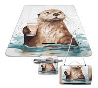 ADFGYERH Sea Otter Outdoor Mat Foldable ，Beach Blanket Waterproof Surface，Easy to Clean Travel Blanket， for Spring and Summer Grassland Camping