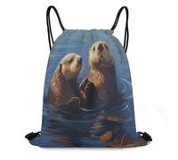 ADFGYERH Sea Otters Painting Bag ，Open Pull Cord Design，Drawstring Backpack Convenient And Portable，small Backpack Suitable for Everyday Life, Office Work, Travel And Other Scenarios.