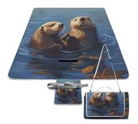 ADFGYERH Sea Otters Painting Outdoor Mat Foldable ，Beach Blanket Waterproof Surface，Easy to Clean Travel Blanket， for Spring and Summer Grassland Camping