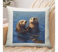 ADFGYERH Sea Otters Painting Pillow Cover Breathable,Pillowcases Boho Decorative Envelope Closure,Throw Pillow Covers for Beach,Patio,Balcony,Couch Living Room 18 * 18in