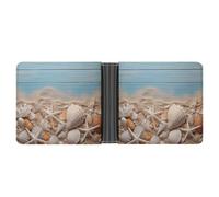 ADFGYERH Sea Shells And Starfish Wallet PU Leather Material ，Card Holder Multi-layer Design，womens Wallet ， Business Style Suitable for Everyday Use Or As A Gift.