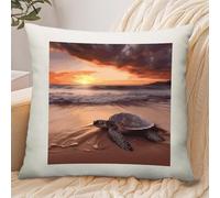 ADFGYERH Sea Turtle Sunset Pillow Cover Breathable,Pillowcases Boho Decorative Envelope Closure,Throw Pillow Covers for Beach,Patio,Balcony,Couch Living Room 16 * 16in