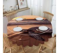 ADFGYERH Sea Turtle Sunset Table Cloth Easy to Clean, Home Decor Lace Design, Soft and Comfortable, Round Tablecloth Suitable for Homes, Restaurants, Hotels, Patio Tables, Etc.