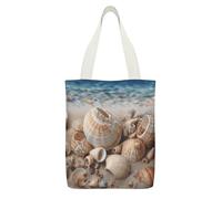 ADFGYERH Seashells by The Seashore Bag ，Internal Pocket Design Reusable/Tote Bags Zipper Design，Canvas Tote Bag for Travel, Fitness, And Weekend Getaways.