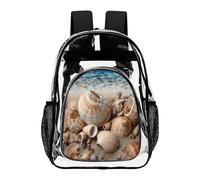 ADFGYERH Seashells by The Seashore Clear Backpack Large,Transparent Backpack PVC Transparent Bookbag for Security, Work, Travel, Stadium