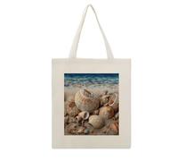 ADFGYERH Seashells by The Seashore Tote Bag Open Top, Everyday Carry, Pockets Canvas Tote Bag- Gift for Women，Aesthetic Tote Bag，Reusable, Grocery Shopping Heavy Duty, Foldable, Washable