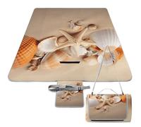 ADFGYERH Seashells Starfish on The Sand Outdoor Mat Foldable ，Beach Blanket Waterproof Surface，Easy to Clean Travel Blanket， for Spring and Summer Grassland Camping