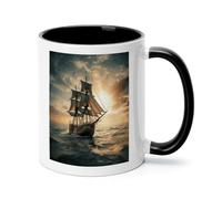 ADFGYERH Ship Sailing Alone 11 Oz Ceramic Travel Coffee Mug, Coffee Cup with Handle, Demitasse Mugs for Latte & Hot Chocolate, Holiday Office Gift Her Him Microwave Safe