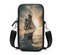 ADFGYERH Ship Sailing Alone Crossbody Bag Adjustable，Phone Bag Detachable Shoulder Strap，Wallet for Daily Commuting, Can Be Worn Crossbody Or over The Shoulder.