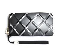 ADFGYERH Silver Geometric Figure Purse Travel Long with Coin Pocket,Clutch Bag RFID Blocking, Zip Around, Large Capacity,Womens Wallet for Travel Work